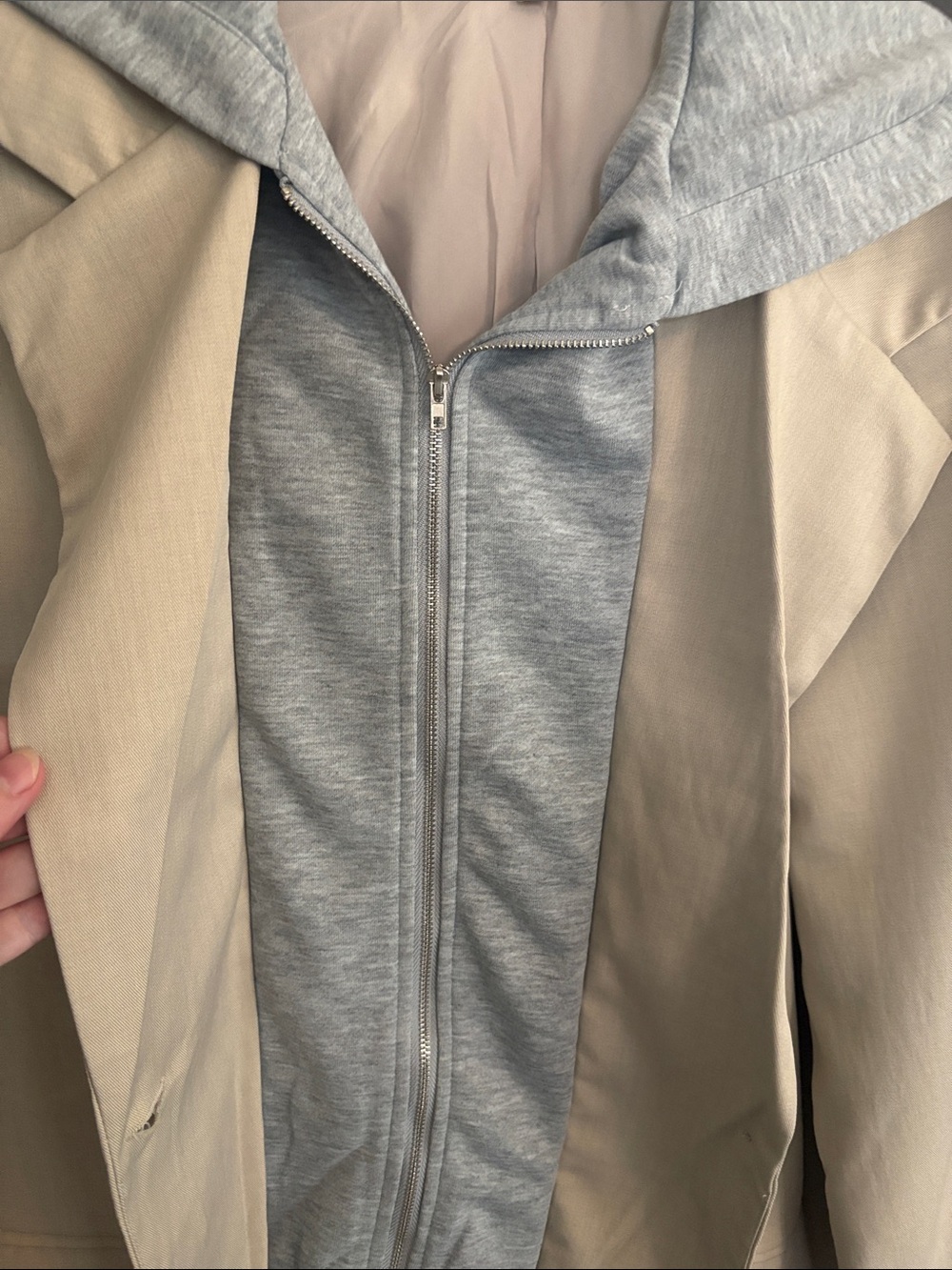 HYFVE Beige Blazer with Gray Hooded Layer built in - Picture 5 of 5